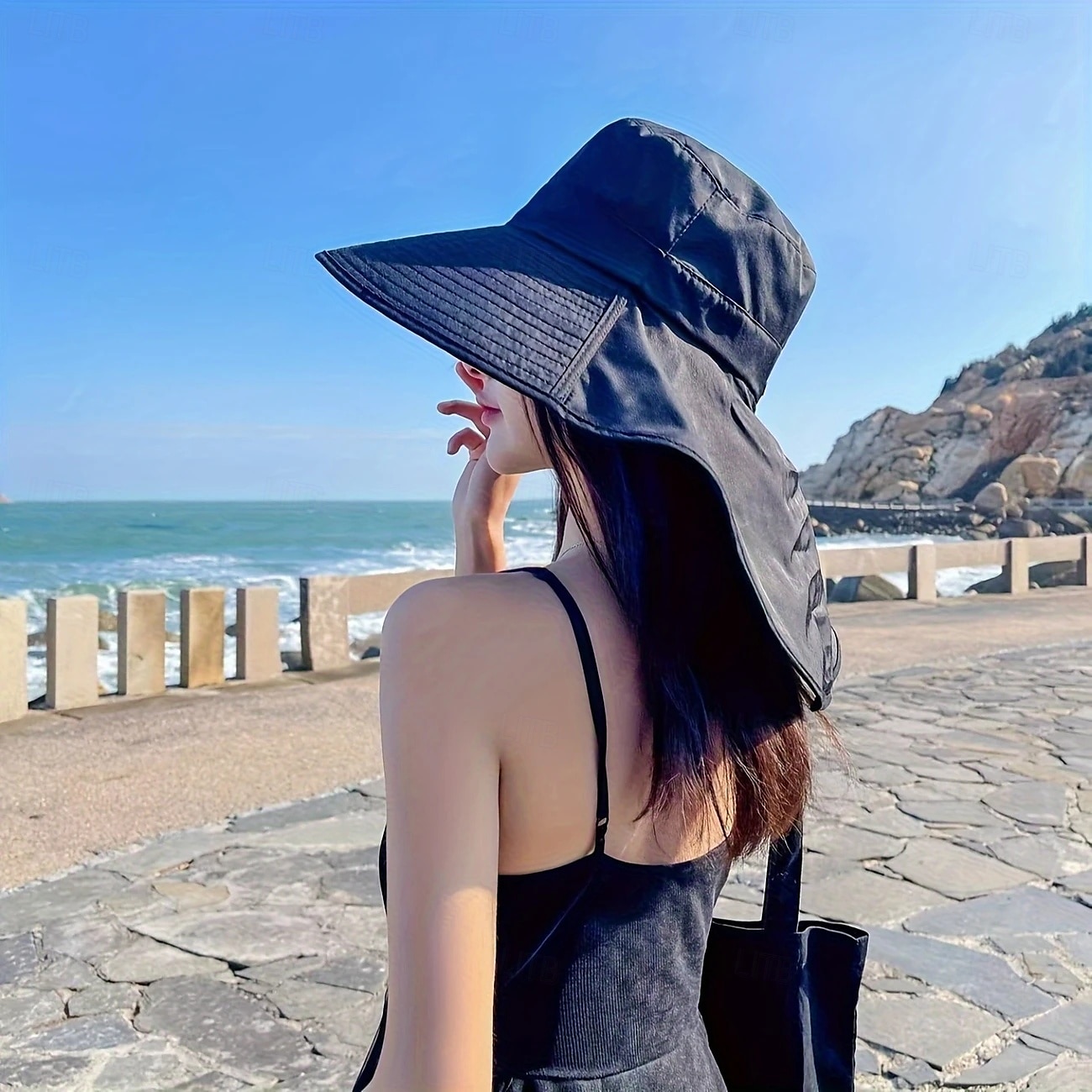 Breathable Polyester Women's Stylish Sun Protection Bucket Hat with Adjustable Drawstring Closure and Ponytail Hole for Outdoor & Casual Attire 2025 - $22.99 –P2
