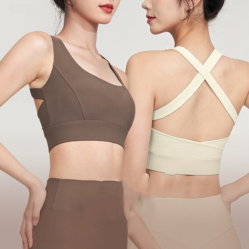 Per donna Reggiseno sportivo Girocollo Asciugatura Rapida Leggero Traspirante Retro incrociato Senza Maniche Sostegno leggero Gli sport Tinta unica Reggiseni sportivi Per Allenamento in Palestra del 2025 a $22.99 –P1