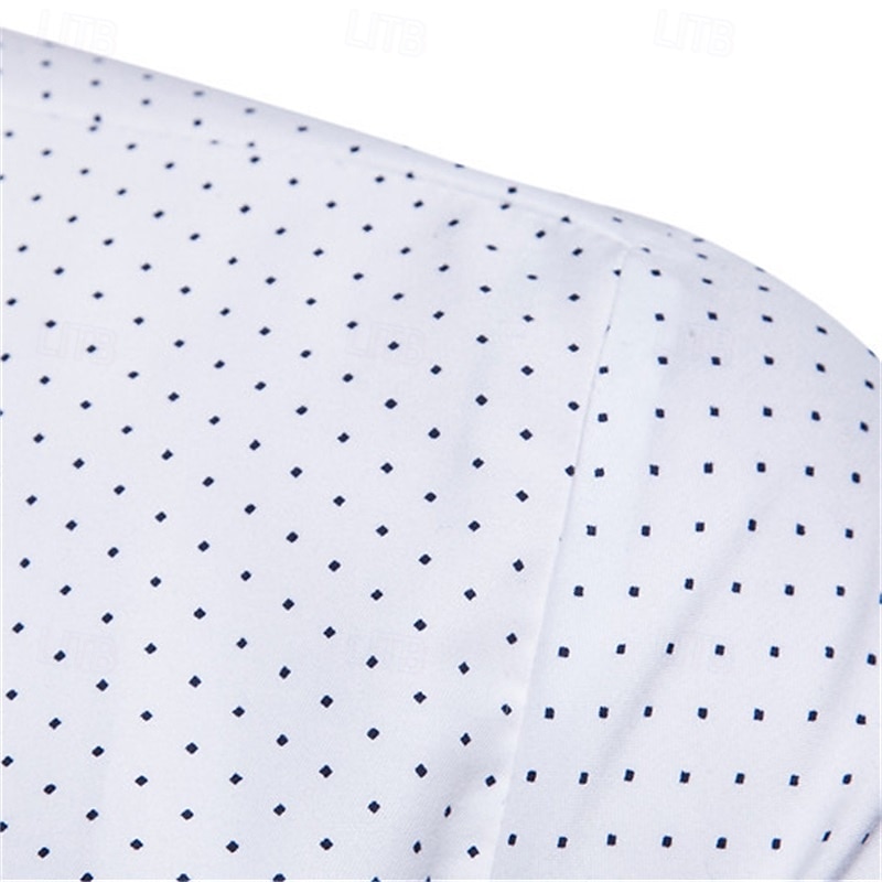Herren Hemd Sommerhemd Freizeithemd Strandhemd Knopfhemd Weiß Marineblau Langarm Punkte Revers Urlaub Hawaiianisch Button-Down Bekleidung Polyester Mode Lässig Bequem 2025 - $32.99 –P9