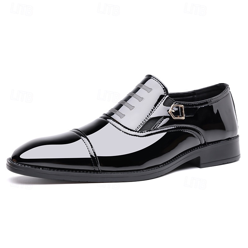 Herrenschuhe - schwarz-weiße Lackschuhe mit Schnalle für Hochzeiten, Galas und Tanzpartys 2025 - $42.99 –P2