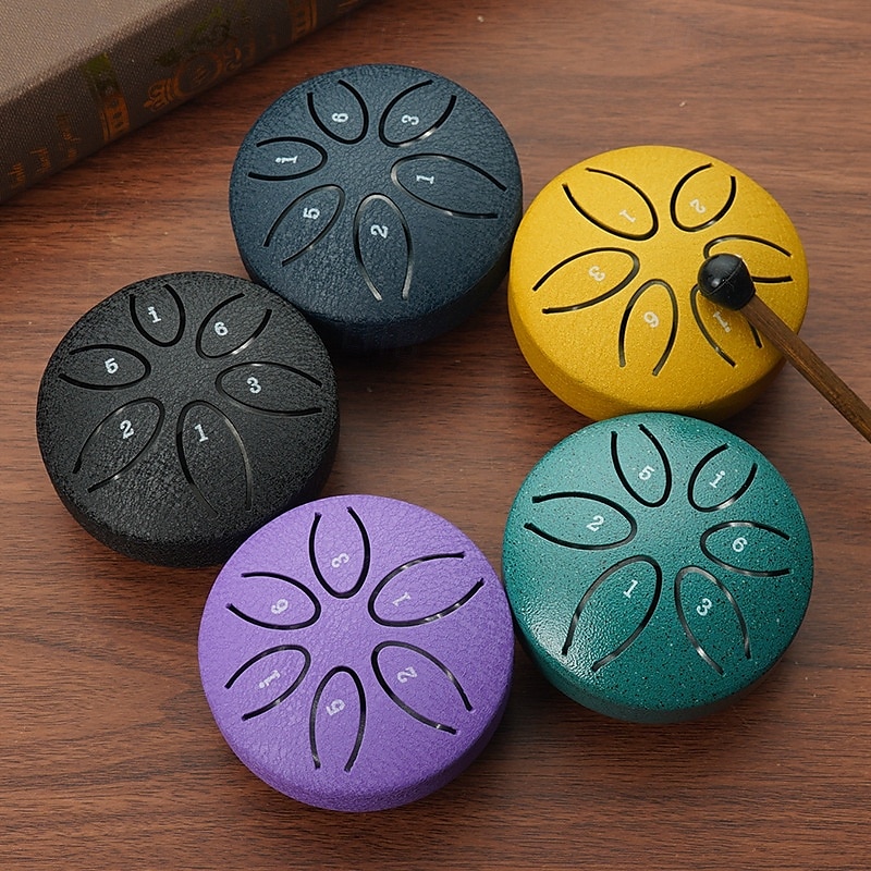 Tambor de chuva para jardim externo com protetores de dedos de 3 polegadas e 6 notas, tambor de língua de aço, mini tambor de mão à prova d'água com protetores de dedos, instrumento musical de de 2025 por $17.99 –P1