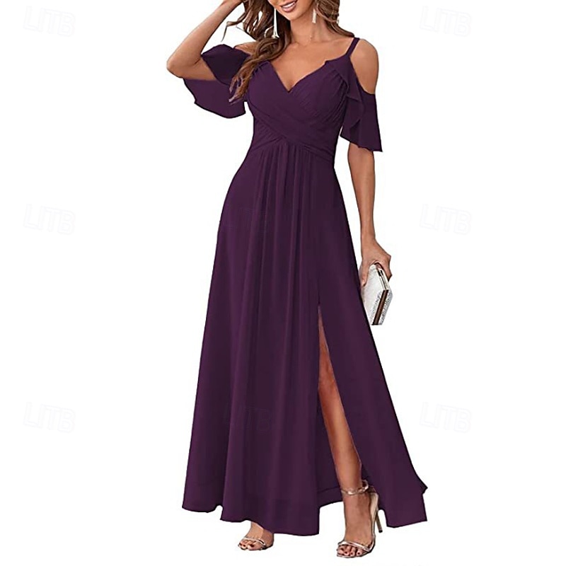Femmes Robe Longue Maxi Robe Robe de Bal Robe de Soirée Robe de Cocktail Mode Soirée Occasion Spéciale Date Coupe régulière Uni Manche Courte Col en V Jaune Vert Claire Bleu Vert Été de 2025 ? $31.99 –P16