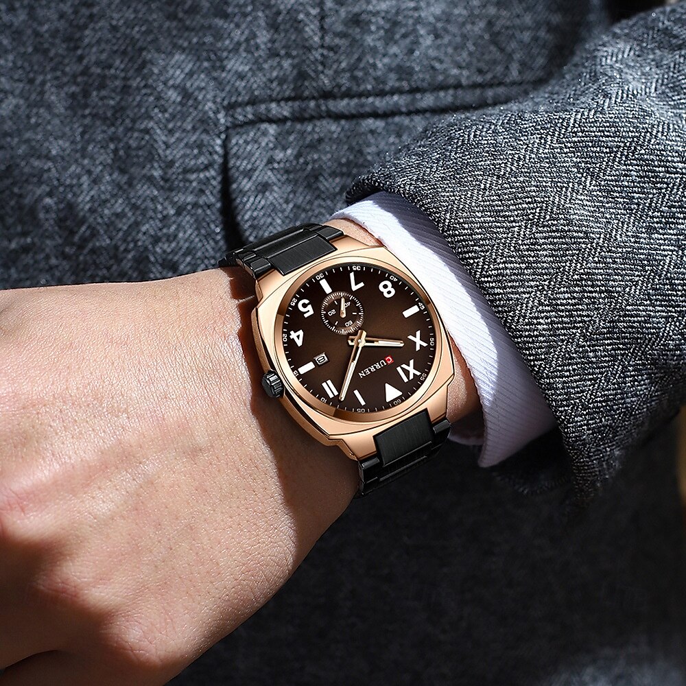 Orologio al quarzo CURREN da uomo grande quadrante di lusso orologio da polso business calendario luminoso impermeabile in acciaio inossidabile del 2025 a $19.99 –P5