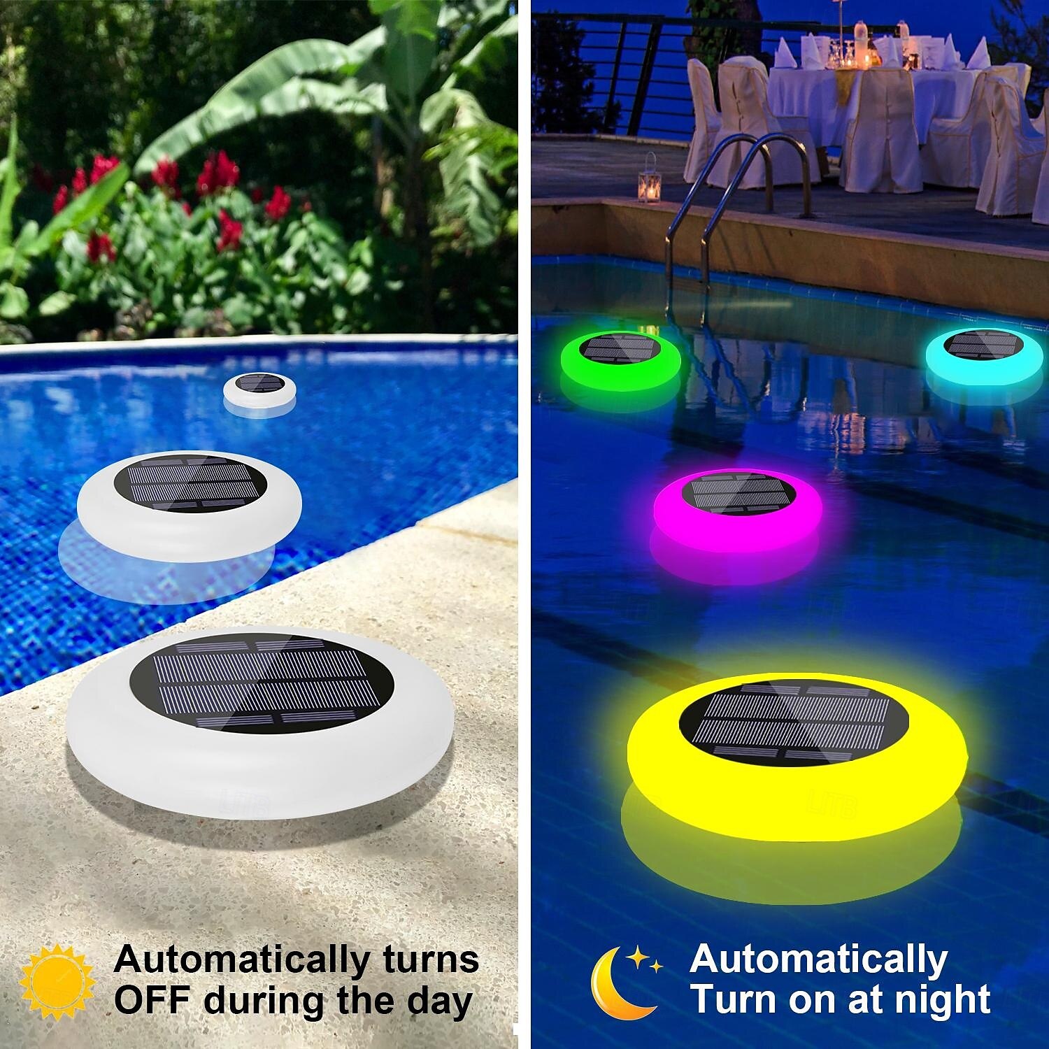2025年 1 個の LED ソーラー グラウンド ライト 屋外 防水 RGB カラフル ライト プール ライト グラウンド プラグイン デュアル パーパス スプリット デザイン IP65 防水 中庭 庭 芝生 パス プール 噴水 風景 装飾ライト コレクション – $26.99 –P12