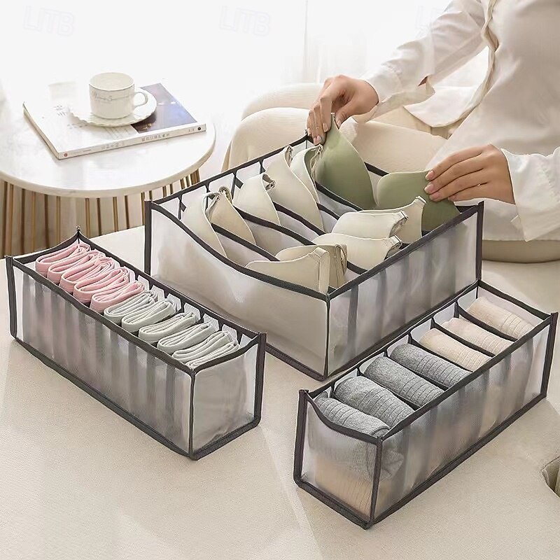Confezione da 3 organizer per cassetti per calzini e biancheria intima, divisori pieghevoli in tessuto per reggiseni, mutandine, cravatte, lingerie, contenitori portaoggetti per cassetti e ripiani. del 2025 a $10.49 –P2