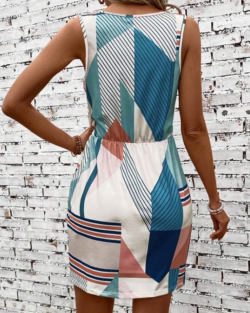 Damen Minikleid Trägerkleid Sommerkleid Boho-Kleid Mode Modern Täglich Strand Wochenende Normale Passform Grafik Ärmellos Rundhalsausschnitt Weiß Sommer 2025 - $21.99 –P2
