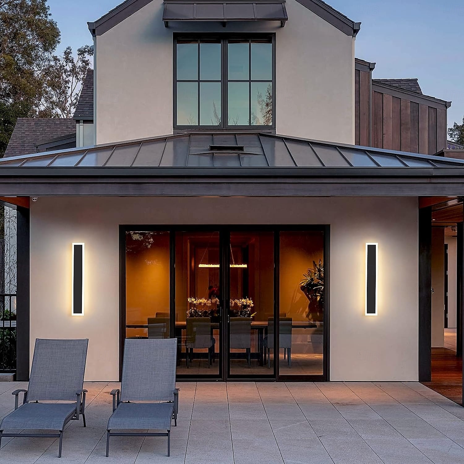 Luminária de parede moderna com plugue, à prova d'água, de 30 a 120 cm, em acrílico preto fosco, com LED, para uso externo, cabo de 1,5 m com plugue e abertura para instalação interna. Ideal para sala de estar, banheiro, maquiagem e corredor. de 2026 por $91.99 –P1