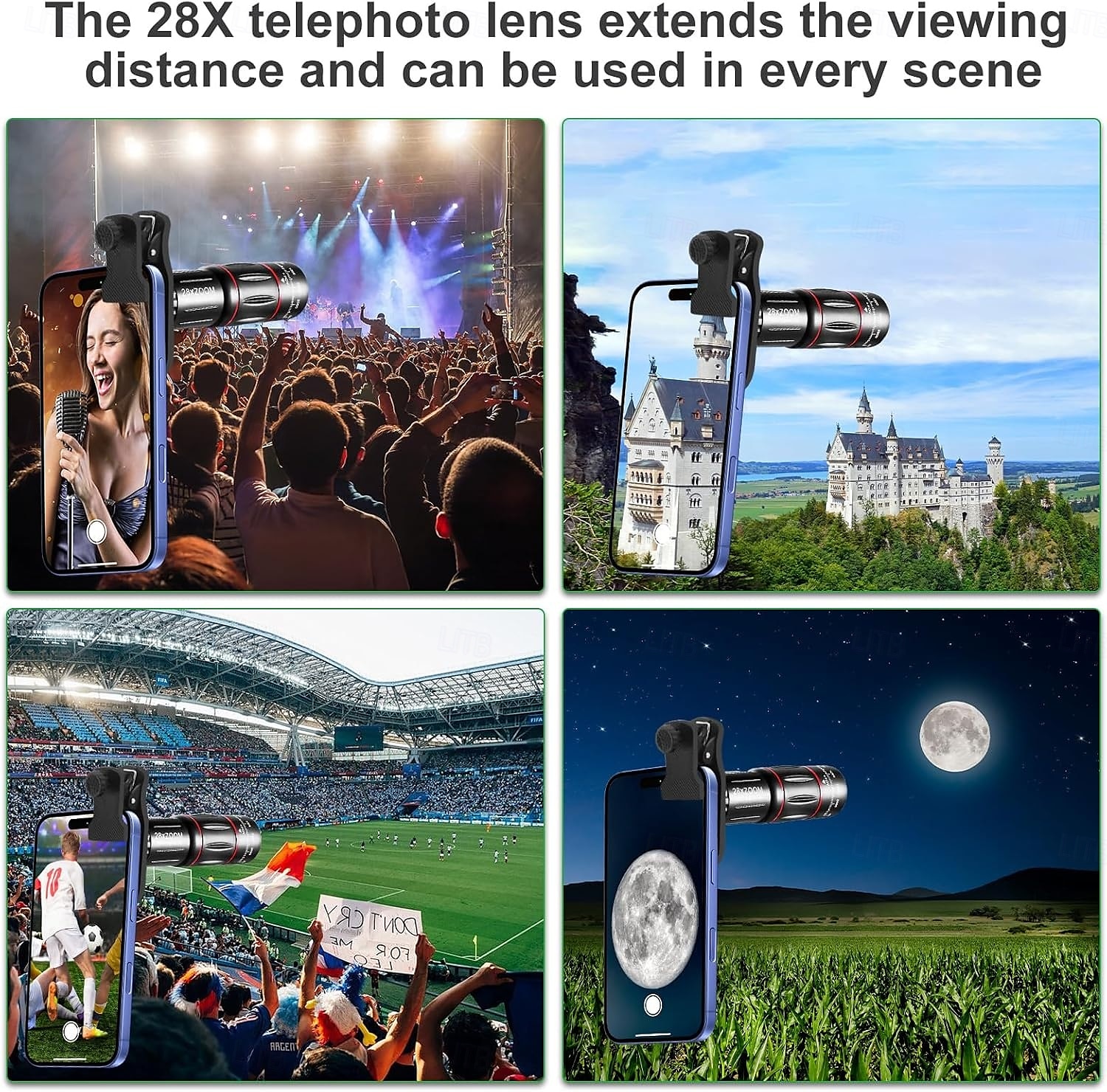 ערכת עדשת מצלמת טלפון עדשת 36x/64xtelephoto לאייפון עם קליפ אלקטרוני וחצובה, מתאימה לרוב הסמארטפונים 2025 - $15.99 –P5