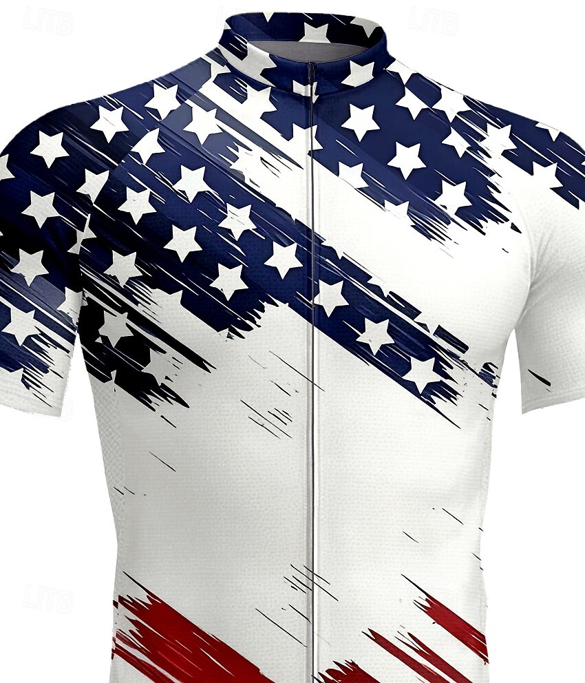Hombre Maillot de Ciclismo Graphic Bandera Manga Corta Bicicleta Camiseta con 3 bolsillos traseros Resistente a los rayos UV Secado rápido Cremallera delantera Bandas Reflectantes Deportes Rojo Ropa 2025 - $30.99 –P3