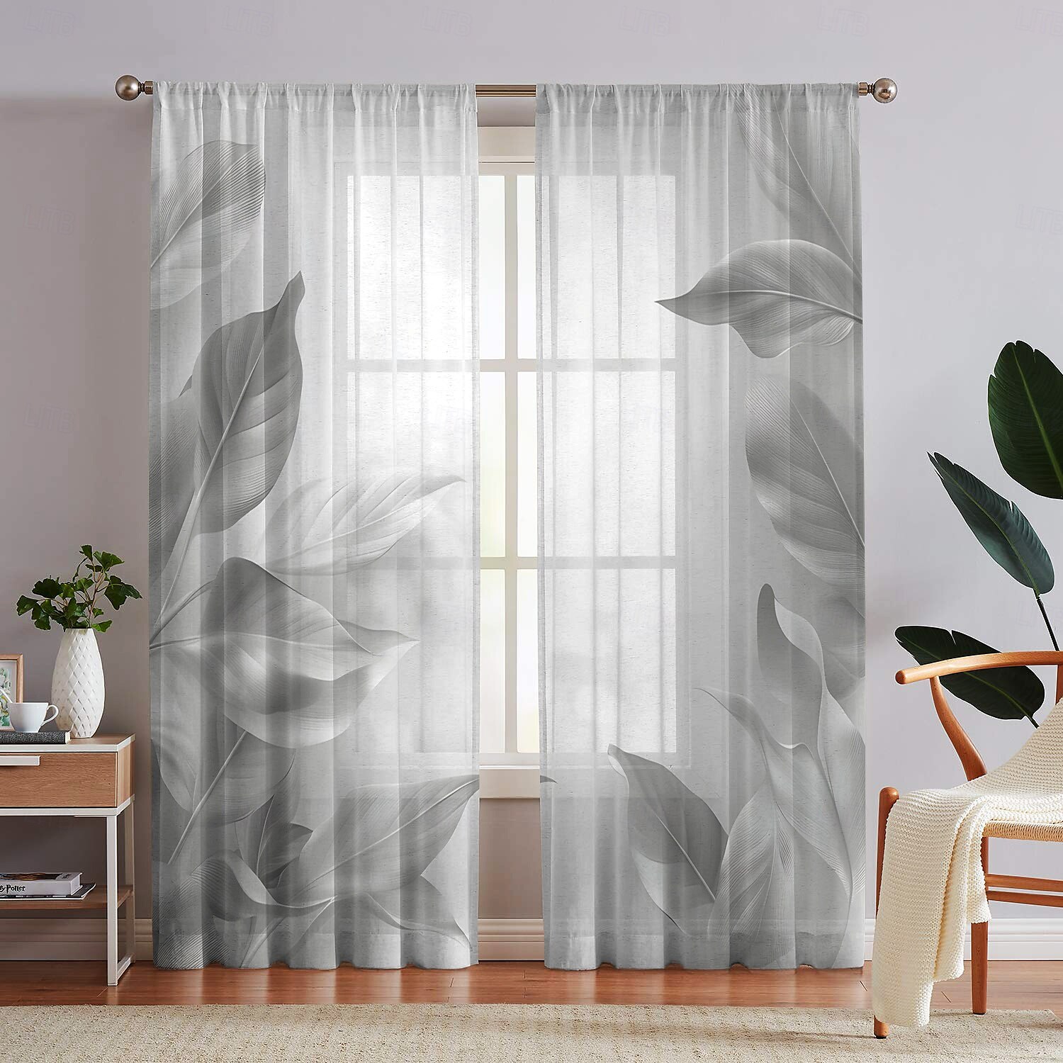 2-piece Set of Plant Floral Pattern Sheer Window Decoration, Screen Windows Can Be Used For Privacy Protection Room Decoration Bedrooms Kitchens 2025 - $22.99 –P7