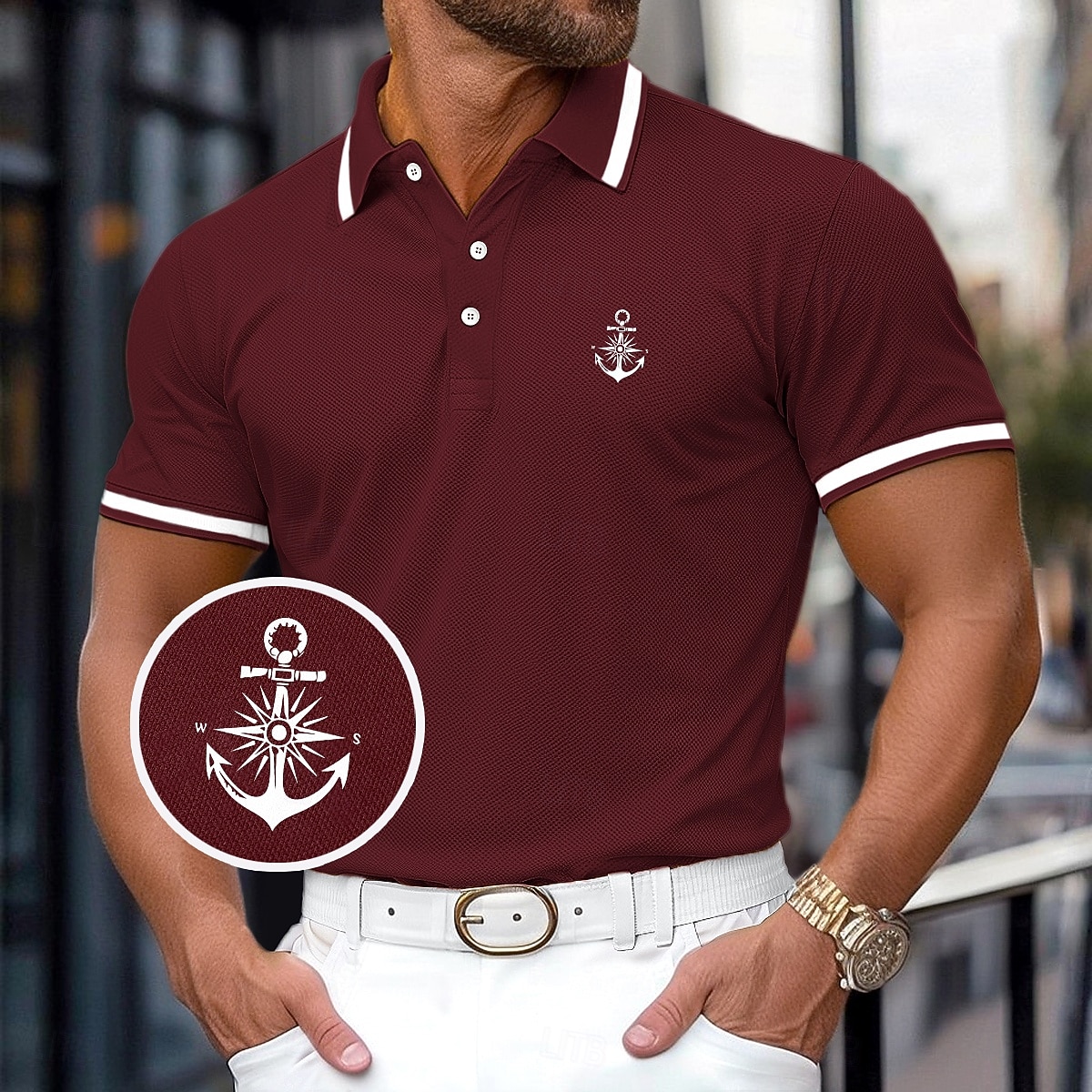 Herren Baumwoll-Poloshirt Golf Poloshirts Lässig Geschäft Gerippter Polokragen Klassisch Kurzarm Basic Modern Einfarbig Knöpfe Logo Frühling & Sommer Normale Passform Dunkelrot Gelb Hellblau Grau 2026 - $22.99 –P10