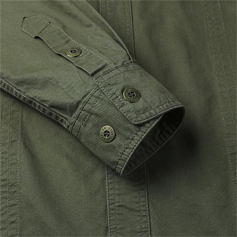 Men's Shirt Summer Shirt Casual Shirt Button Up Shirt Cargo Shirt Black White Red khaki Dark Blue Long Sleeve Plain Shirt Collar Vacation Hawaiian Pocket Clothing Apparel 100% Cotton Fashion Casual 2025 - $16.49 –P11