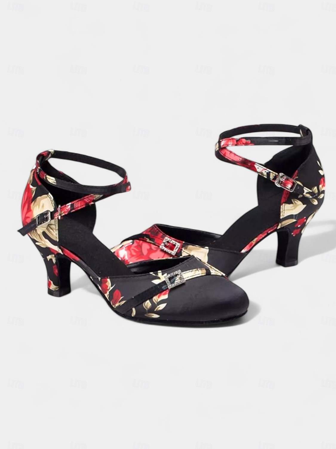 Damen-Latin-Tanzschuhe mit Blumenmuster aus Satin – elegante Riemchen-Ballsaalschuhe für Auftritte und Salsa-Übungen 2025 - $54.99 –P2