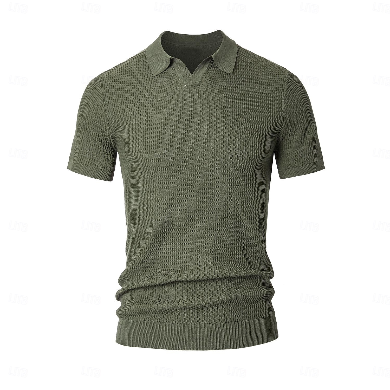 Herren Polo Strick-Polopullover Geschäft Lässig V Ausschnitt Kurzarm Formell Linien / Wellen Neuheit Sommer Ganzjahres Schwarz Weiß Armeegrün Beige Kaffee Polo 2025 - $27.99 –P1