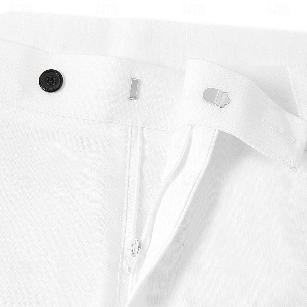 Costumes de mariage en lin pour hommes blanc bleu ciel été unis ajustement ajusté 3 pièces à simple boutonnage deux boutons de 2025 ? $139.99 –P11