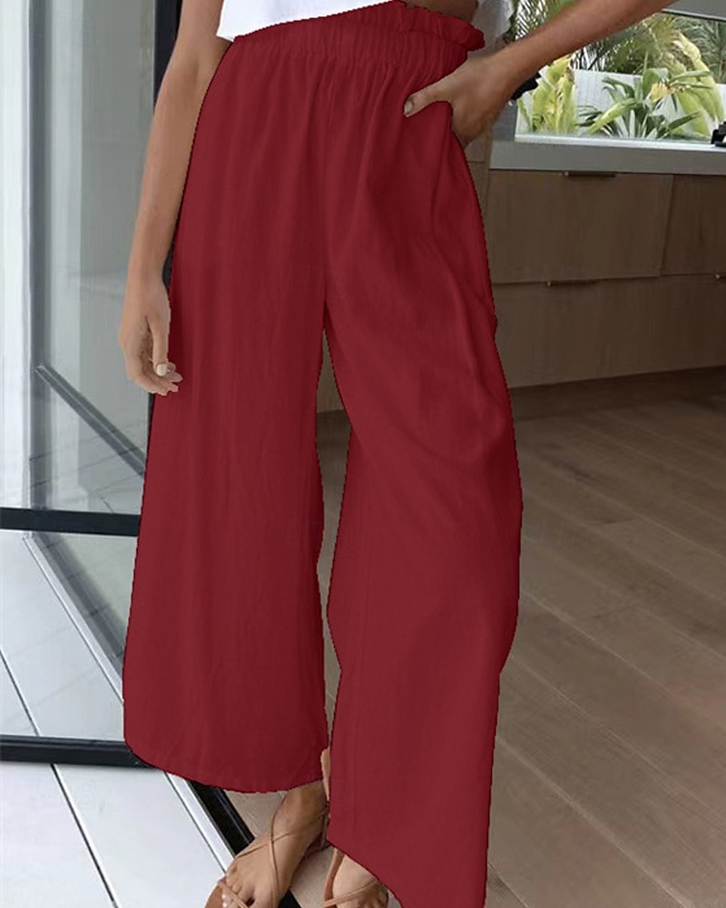Per donna Culotte Gamba Larga Pantaloni in cotone e lino Pantaloni Eleganti Moda Streetwear Lunghezza intera Naturale Semplice Elastico in vita Comodo All'aperto Confortevole Streetwear Uscire Bianco del 2025 a $28.99 –P13