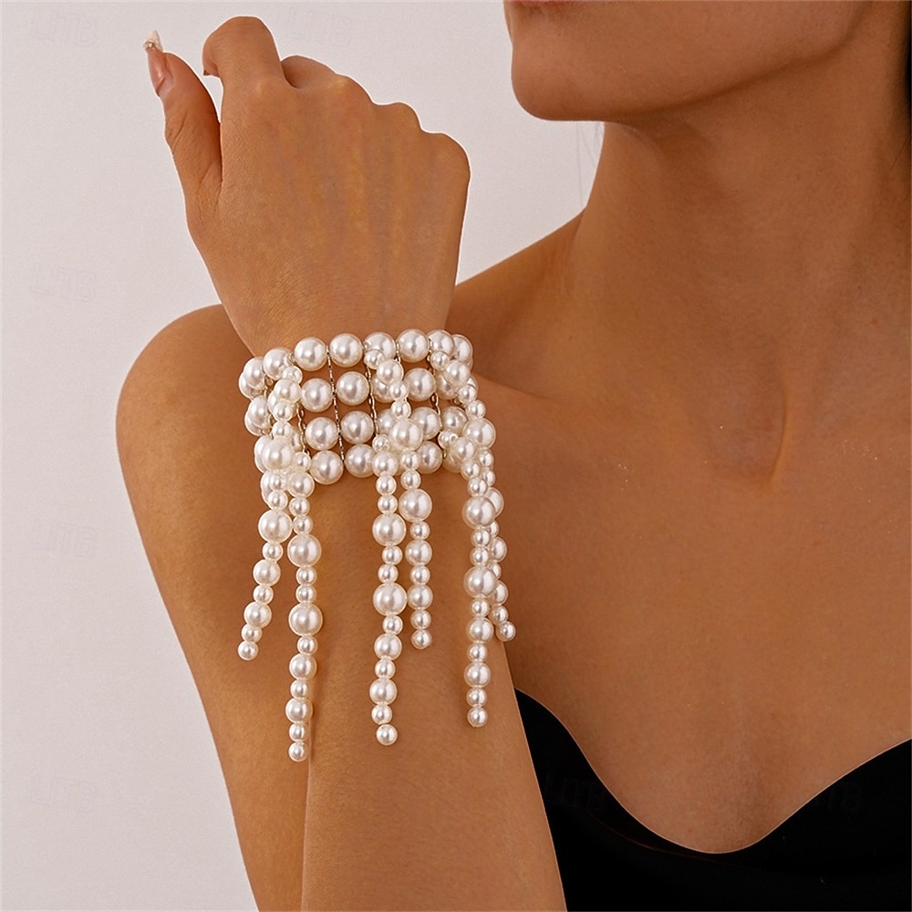 Bracelet Jonc Le style rétro Classique Mini ancien Mode Tendance Bracelet Bijoux Blanche Rond pour Mariage Soirée Fiançailles Bal de promo de 2025 ? $20.99 –P3