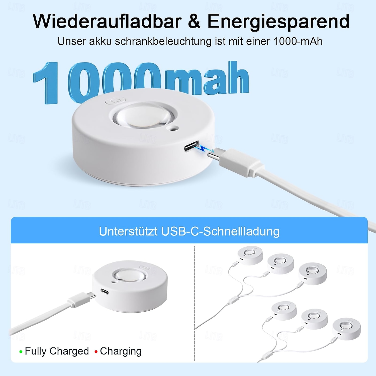 1 Pc RGB dimmable rechargeable magnetic spotlight cabinet light wardrobe wine cabinet light mural light wiring free remote control control cat eye light ice hockey light dimmable timer 2025 - $8.49 –P6