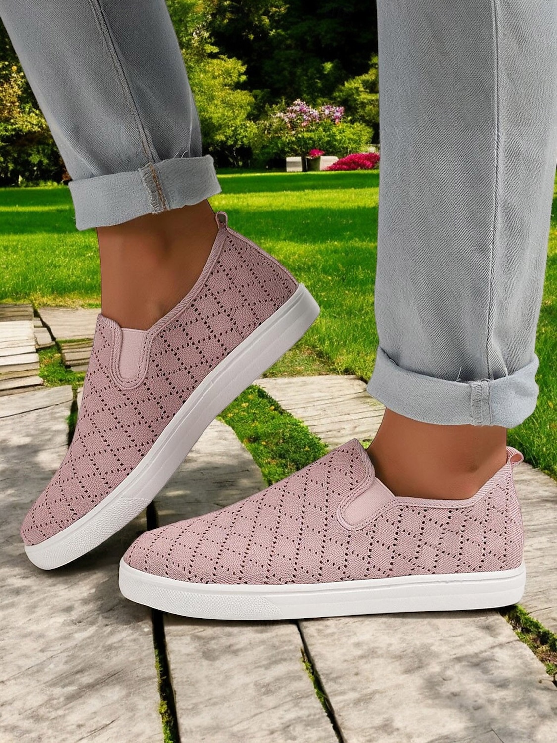 scarpe slip-on da donna in maglia – stile traspirante ed elegante per le donne durante i picnic primaverili, le passeggiate al parco e le commissioni quotidiane del 2025 a $26.99 –P7