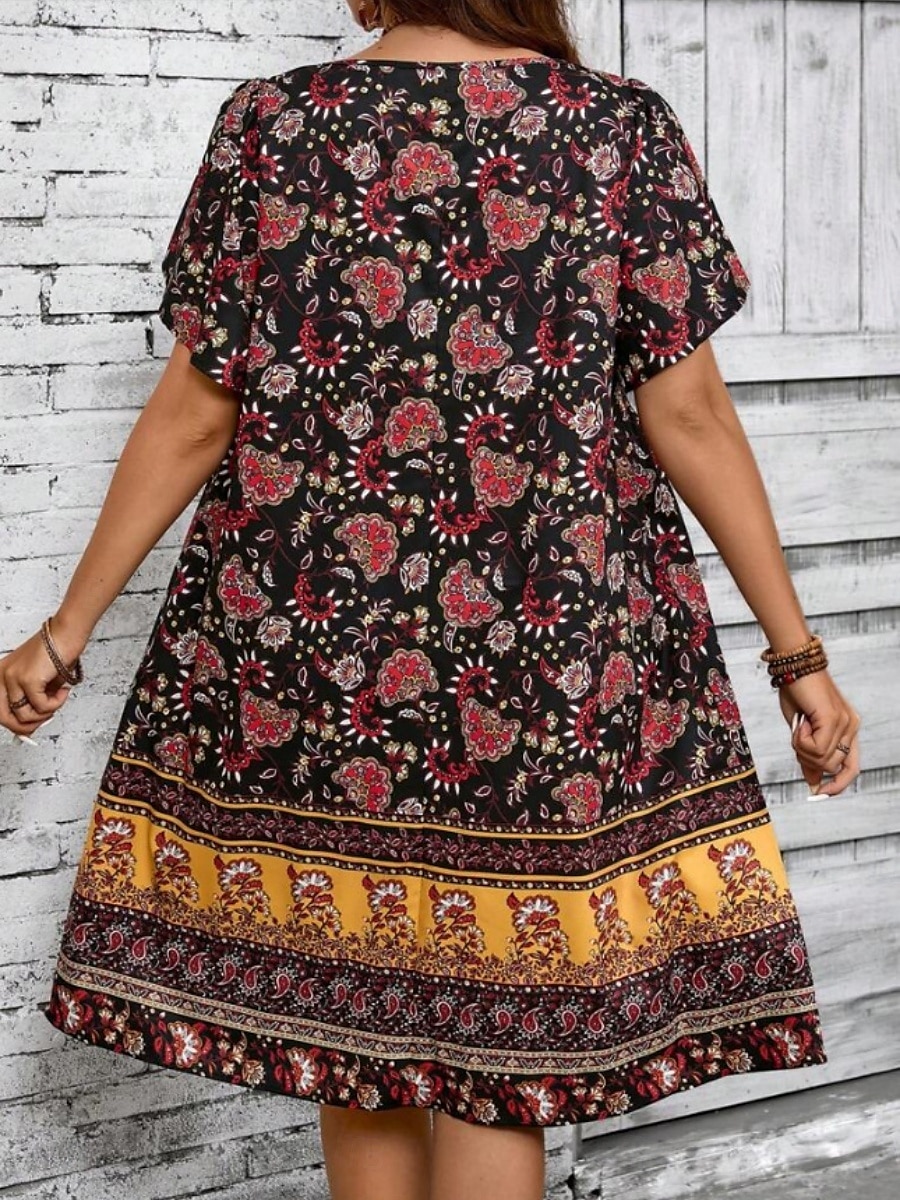 Women's Mini Dress Casual Dress Floral Dress Summer Dress Boho Dress Fashion Modern Daily Beach Weekend Regular Fit Floral Short Sleeve V Neck Black White Royal Blue Blue Summer 2025 - $17.99 –P5