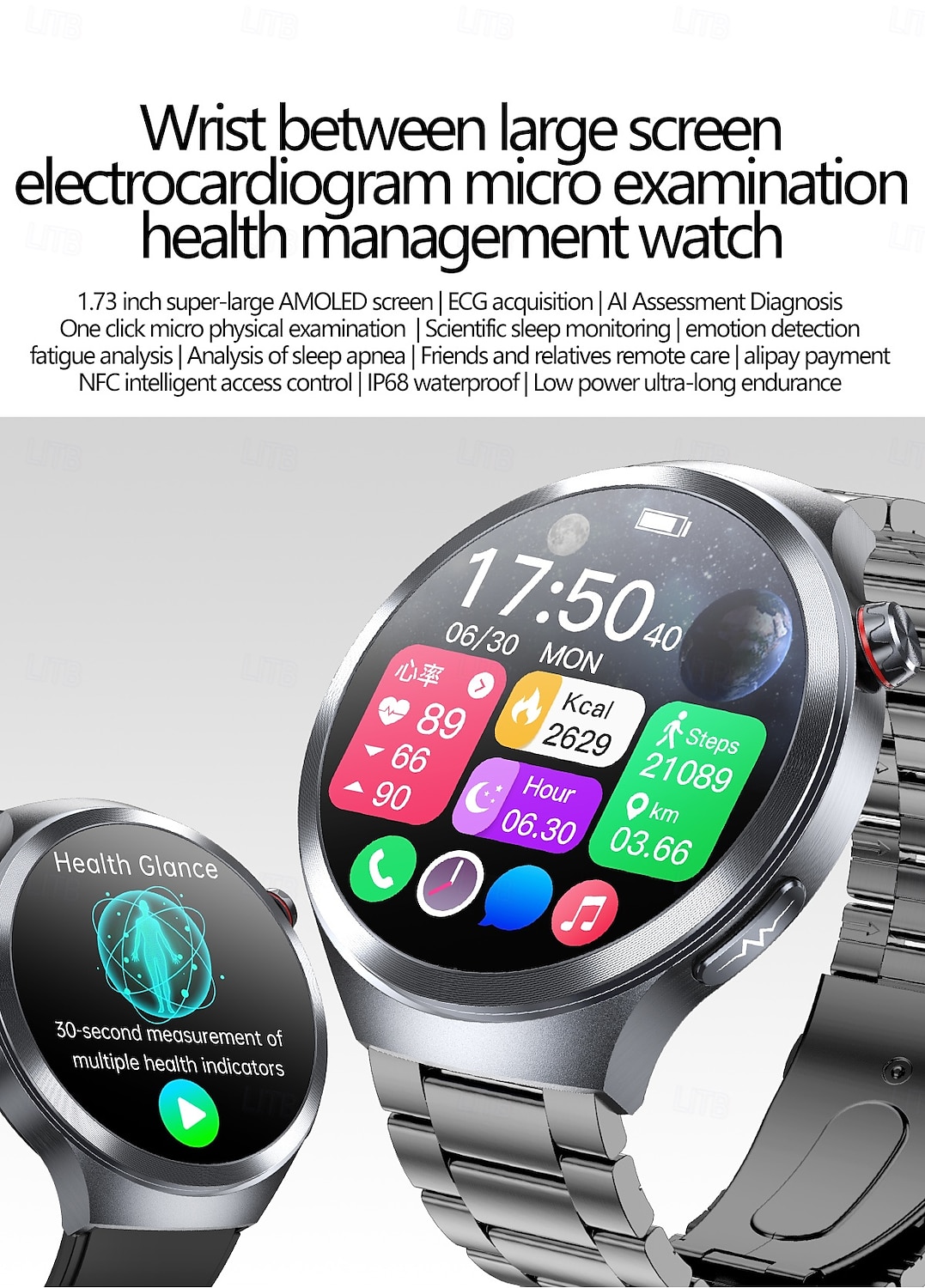 ET475 Smart Watch 1.73 inch Smartwatch Fitness Running Watch Null Pedometer Sedentary Reminder Alarm Clock Compatible with Null Men Message Reminder Step Tracker IP68 45mm Watch Case 2025 - $111.99 –P1