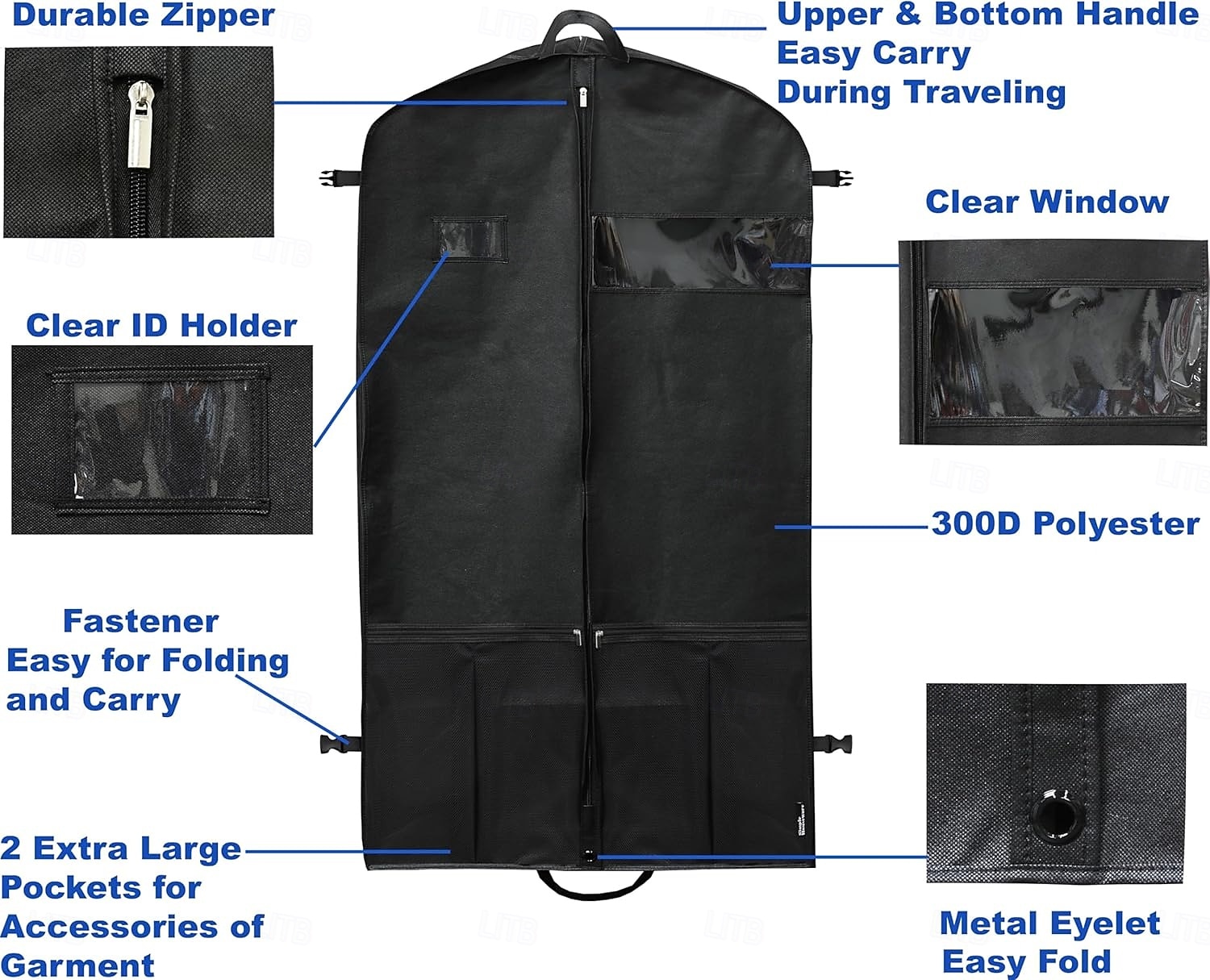 Borsa porta abiti con tasca a rete, resistente custodia porta abiti da viaggio traspirante in tessuto non tessuto per abiti, completi, cappotti, borsa portaoggetti antipolvere da appendere per armadio del 2025 a $12.49 –P2