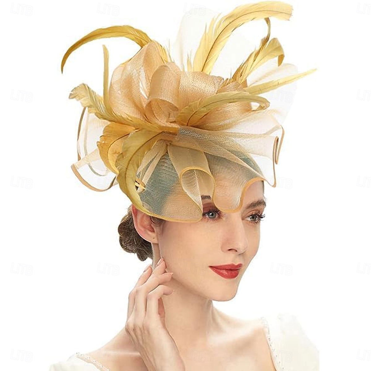 kvinner fascinator blomst fjær hatt teselskap for derby cocktail bryllup kentucky fascinators hatt en himmelblå 2025 - $37.99 –P9