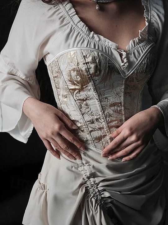 Retro Vintage Medieval Renascentista Corpete Colete corpete 13 Ossos Floral Jacquard Pescoço de Querida Fantasia Mulheres Celta Fantasia Real Dia Das Bruxas Carnaval Festa Casual / Diário LARP Adulto de 2026 por $24.99 –P2