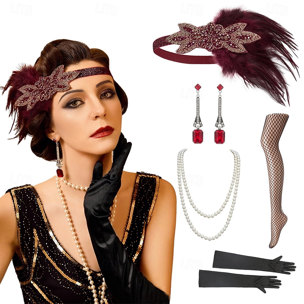 1920s The Great Gatsby Flapper Headband The Great Gatsby Feather Retro Sparkling Glitter Crystal / Rhinestone Women's Carnival Valentine's Day Masquerade Party Evening Wear Masquerade Festival Adults' 2025 - $21.99 –P2
