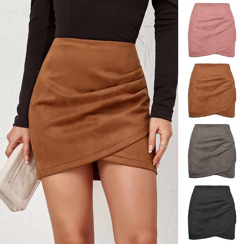 Női Szoknya Bodycon Divat Mini Közepes derekú Szoknyák Sima Fodrozott Mikroelasztikus Vakáció Utca Bor Fekete Rózsaszín Katonai zöld Nyár Poliészter 2025 - $21.99 –P1