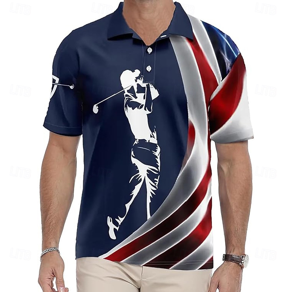 Men's Golf Polo Sports Polo Shirts Short Sleeve Polo Shirts Collared Shirts Casual School Outdoor Daily Wear 3D Print Summer Blue 2025 - $26.99 –P1