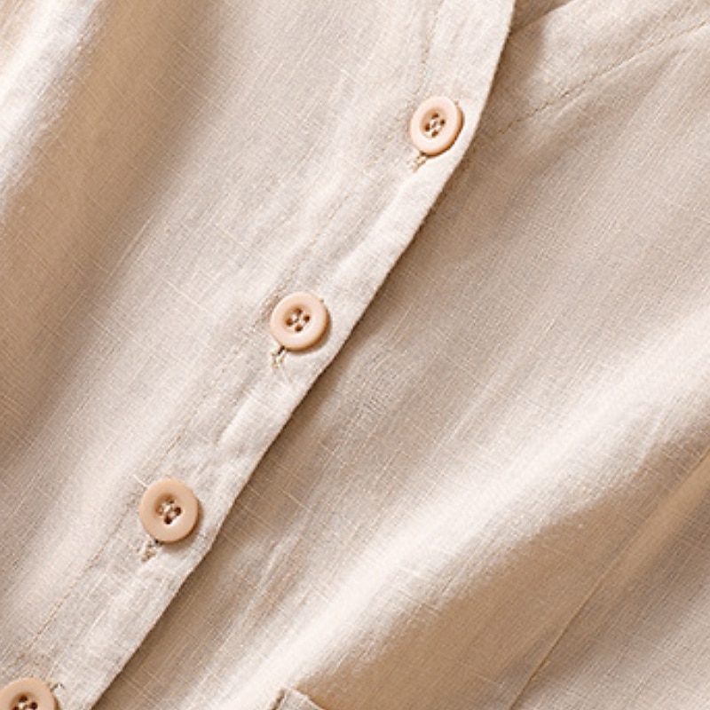 Damen Weste aus Baumwolle und Leinen, schlicht, modern, lässig, ärmellos, V-Ausschnitt, normale Passform, Oberteile, Urlaub, Ausgehen, Knöpfe, Tasche, Weiß, Braun, Khaki, Aprikose, Sommer 2025 - $26.99 –P6
