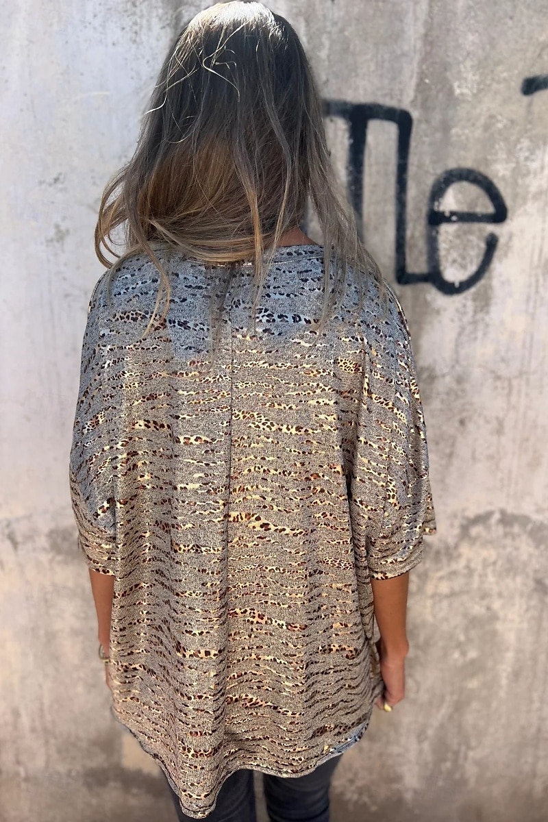 Dámské Halenka Leopard Moderní Poloviční rukáv Do V Běžné topy Denní Dovolená Jdeme ven Tisk Stříbrná Černá Léto 2025 - $19.99 –P10