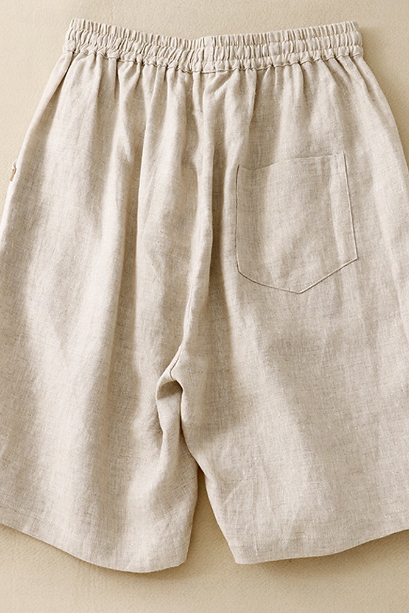 Pentru femei Pantaloni scurți din bumbac in Pantaloni Scurți Pantaloni Șic Stradă Casual Scurt Natural Simplu Buzunar Design Elastic cu Cordon Confortabil Exterior Comfortabil Stradă Casul / Zilnic 2025 - $21.99 –P2