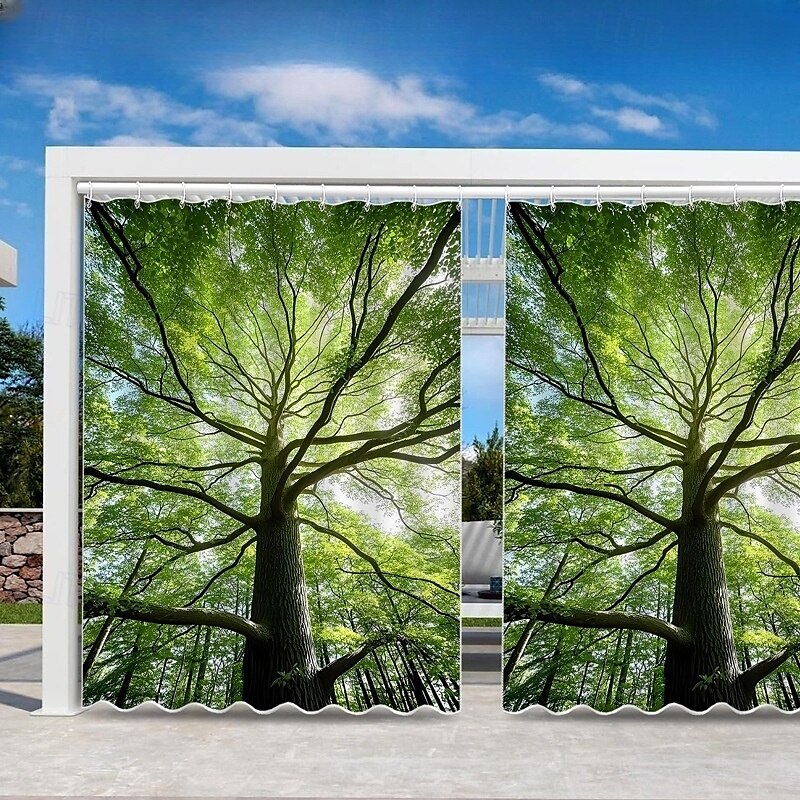 Cortina Externa Impermeável para Privacidade Cortina Deslizante para Pátio Cortinas de Pérgola com Olhal 3D Paisagem Florestal para Gazebo Varanda Alpendre Festa 1 Painel de 2025 por $34.99 –P5