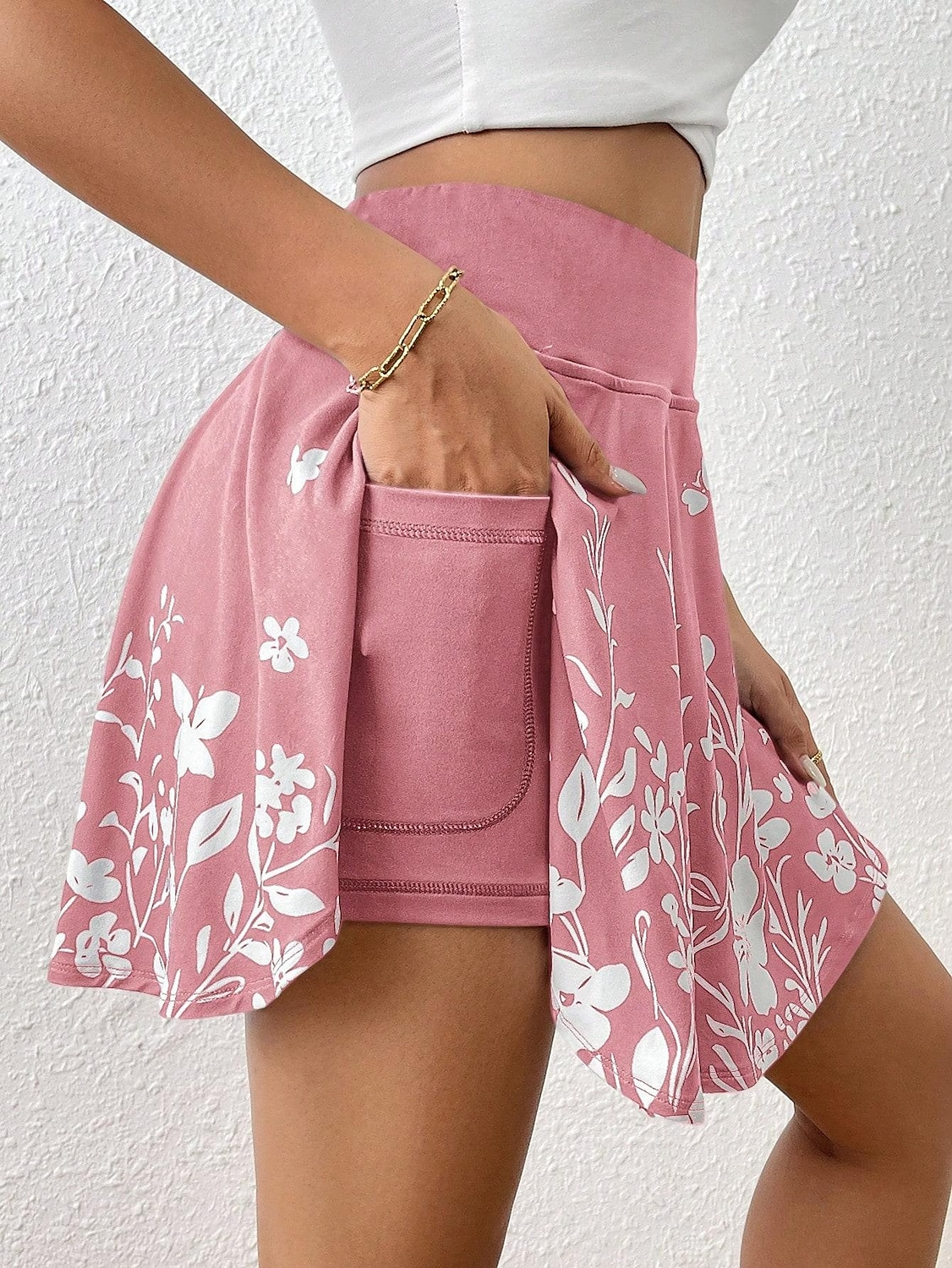 Fustă scurtă pentru femei culotte modă subțire casual fuste mini cu talie înaltă grafic floral elastică zilnică roz albastru închis albastru cer gri vară poliester 2025 - $19.99 –P3