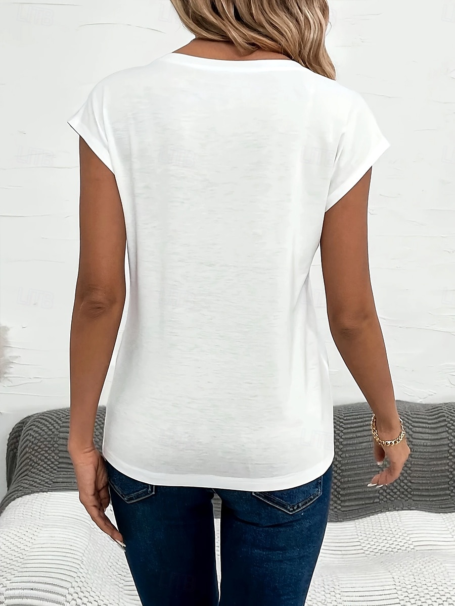 Débardeur Femme Sans Manches Uni Bohème Vintage Élégant Col Rond Hauts Quotidien Week-end Vacances Imprimé Blanc Été de 2025 ? $17.99 –P2