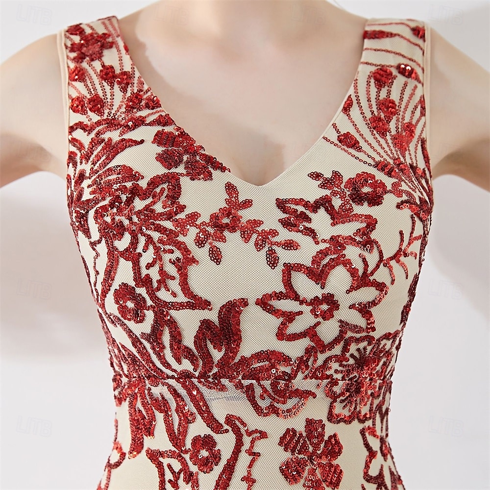 Vestidos de Quinceanera de Sereia  Trompete Vestido Elegante Formal de Casamento Comprimento do Chão Sem Mangas Gola V com Lantejoulas de 2025 por $109.99 –P9
