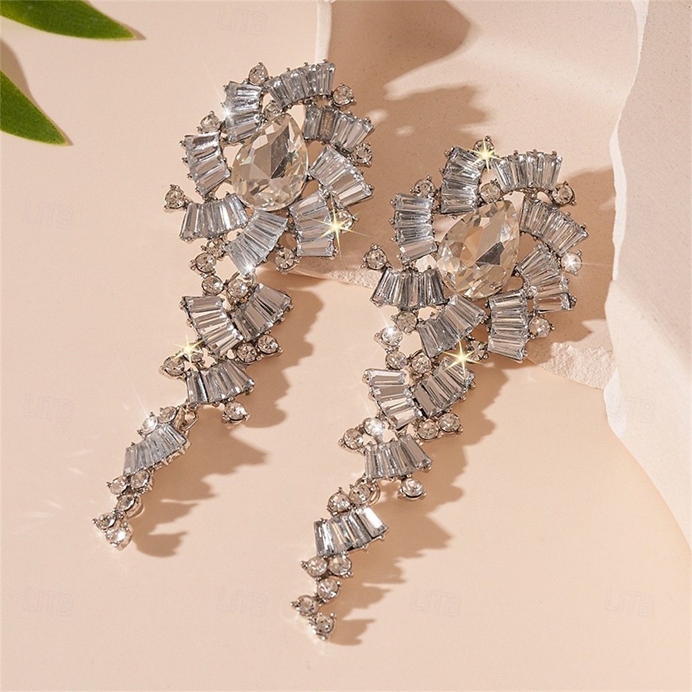 Argent Zircon Boucle d'Oreille Créoles Le style rétro Géométrique Goutte ancien Mode Des boucles d'oreilles Bijoux Argent Pour Mariage Soirée Fête 1 Paire de 2025 ? $20.99 –P2