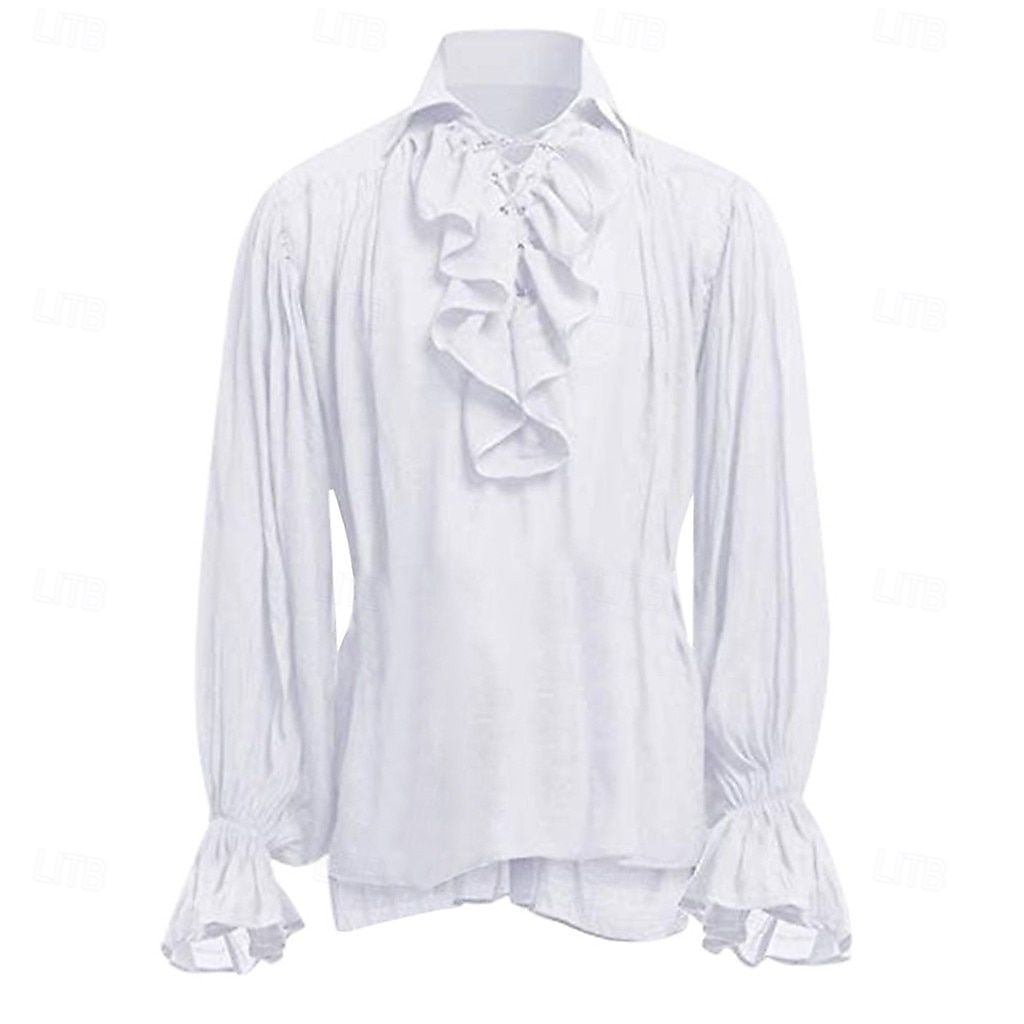 Punk og gotisk Kostymer i middelalderstil Renessanse قميص Store størrelser Pirat Knekt Viking Drapering Ensfarget Kostyme Herre Pirat Royal Halloween Karneval Ytelse Renessansemesse LARP Voksne Trøye 2026 - $30.99 –P4