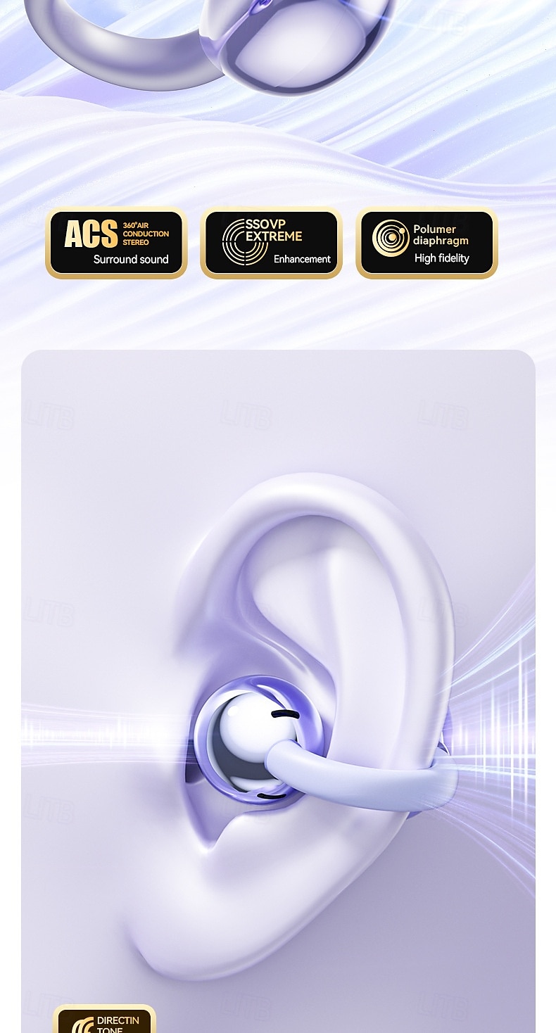 Fones de ouvido verdadeiramente sem fio M108 fones TWS com clipe de orelha Bluetooth 5.3 design ergonômico som estéreo surround para fitness academia e treino de 2025 por $39.99 –P5