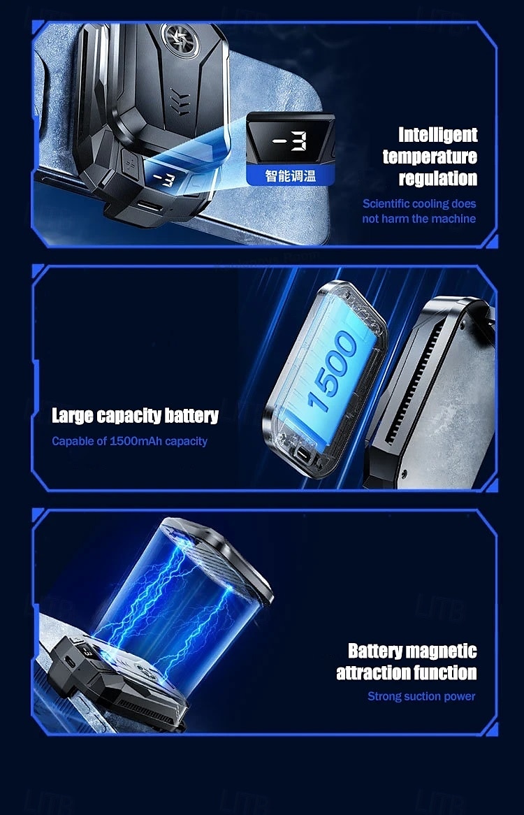 SL14 Mobile Phone Cooler with Removable 1500mAh Battery Semiconductor Cooling Fan and LED Temperature Display for Gaming 2025 - $48.99 –P10