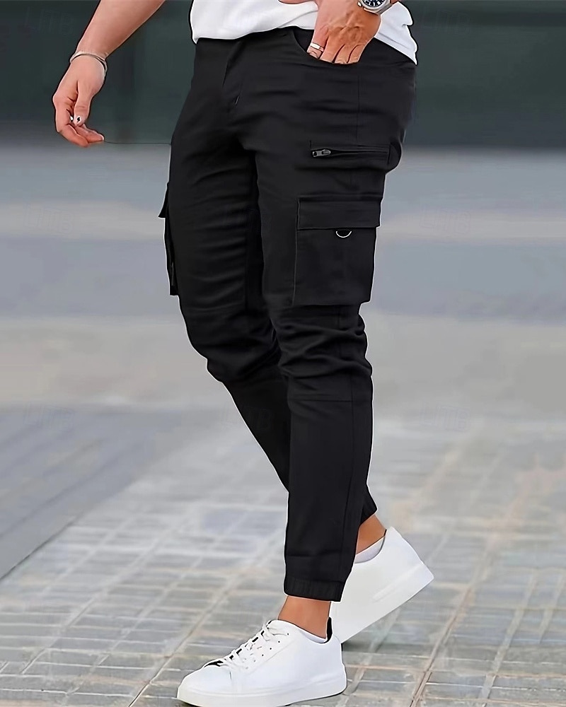 Homme Pantalons Cargo Pantalons Boutons Poche à Rabat Uni Portable Extérieur Quotidien Camping & Randonnée Mode Classique Noir Vert Véronèse de 2025 ? $22.99 –P3