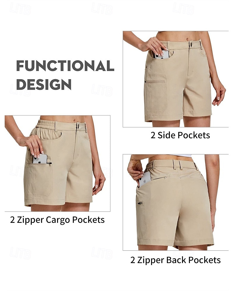 Damen Laufshorts Cargoshorts Wandershorts Außen Normale Passform Schnelltrocknend Shorts Elastischer Bund Schwarz Khaki Spandex Jagd Klettern Laufen S M L XL XXL 2025 - $18.49 –P5