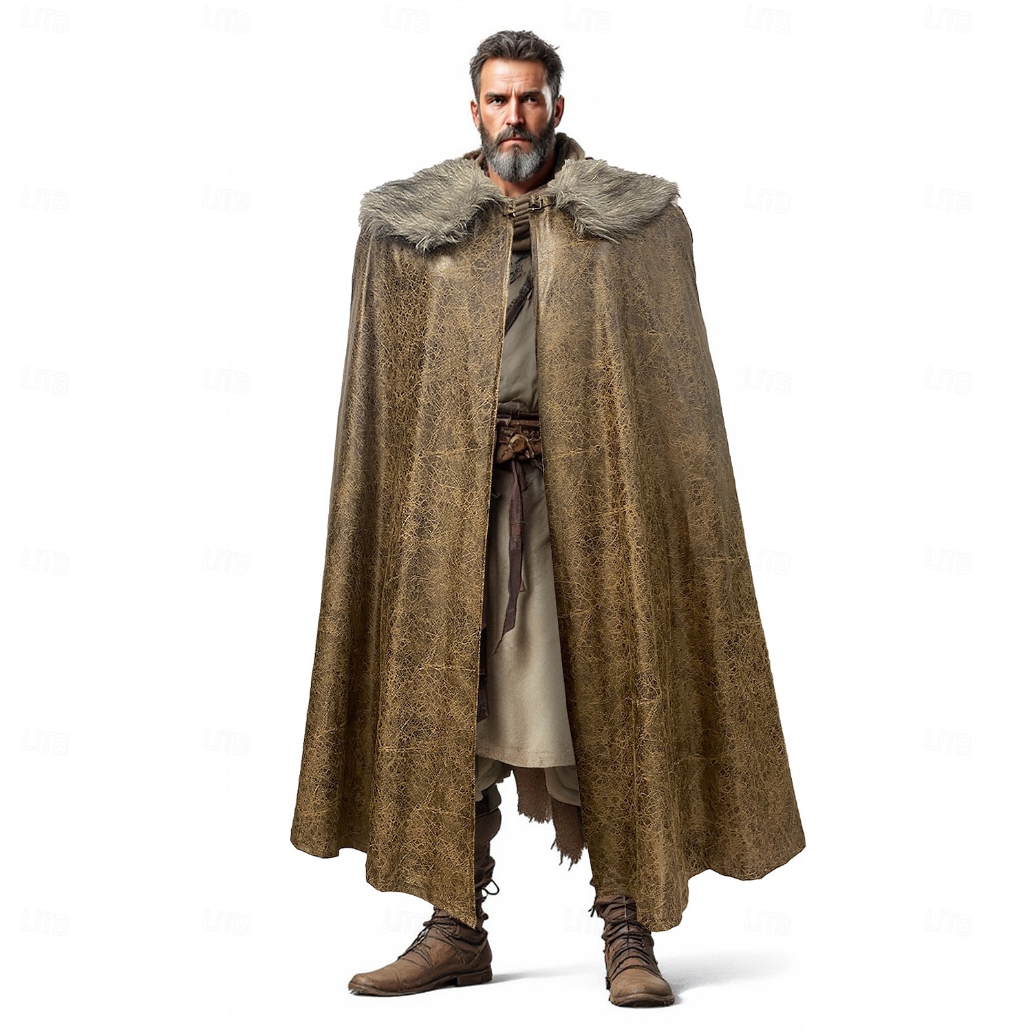 Retro Vintage Mittelalterlich Umhang Maskerade Pirat Wikinger Aristokrat Kostüm Herren Vikinger Karneval Neujahr Maskerade Veranstaltung / Fest Erwachsene Umhang Herbst Winter 2025 - $62.99 –P8