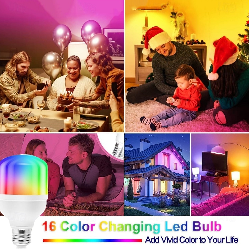 E27/E26 RGB LED Light Bulbs Smart Lights with Remote 15W RGBW Color Changing Light Bulbs 16 Color Multicolor Light Bulb Dimmable Light for Home Decoration Bedroom Stage Bar Party 2026 - $8.49 –P2