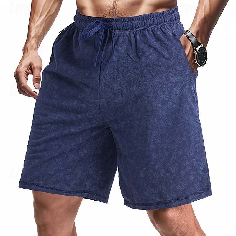 Men's Athletic Shorts Sweat Shorts Shorts Summer Shorts Pocket Drawstring Elastic Waist Plain Comfort Breathable Short Outdoor Sports Classic Casual Black Navy Blue 2025 - $17.99 –P11