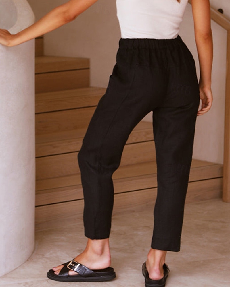 Per donna Pantaloni in cotone e lino Pantaloni Eleganti Moda Streetwear Lunghezza intera Naturale Semplice Tasca Design con Coulisse Elastica All'aperto Confortevole Vacanza Uscire Ruggine Blu cielo del 2025 a $22.99 –P7