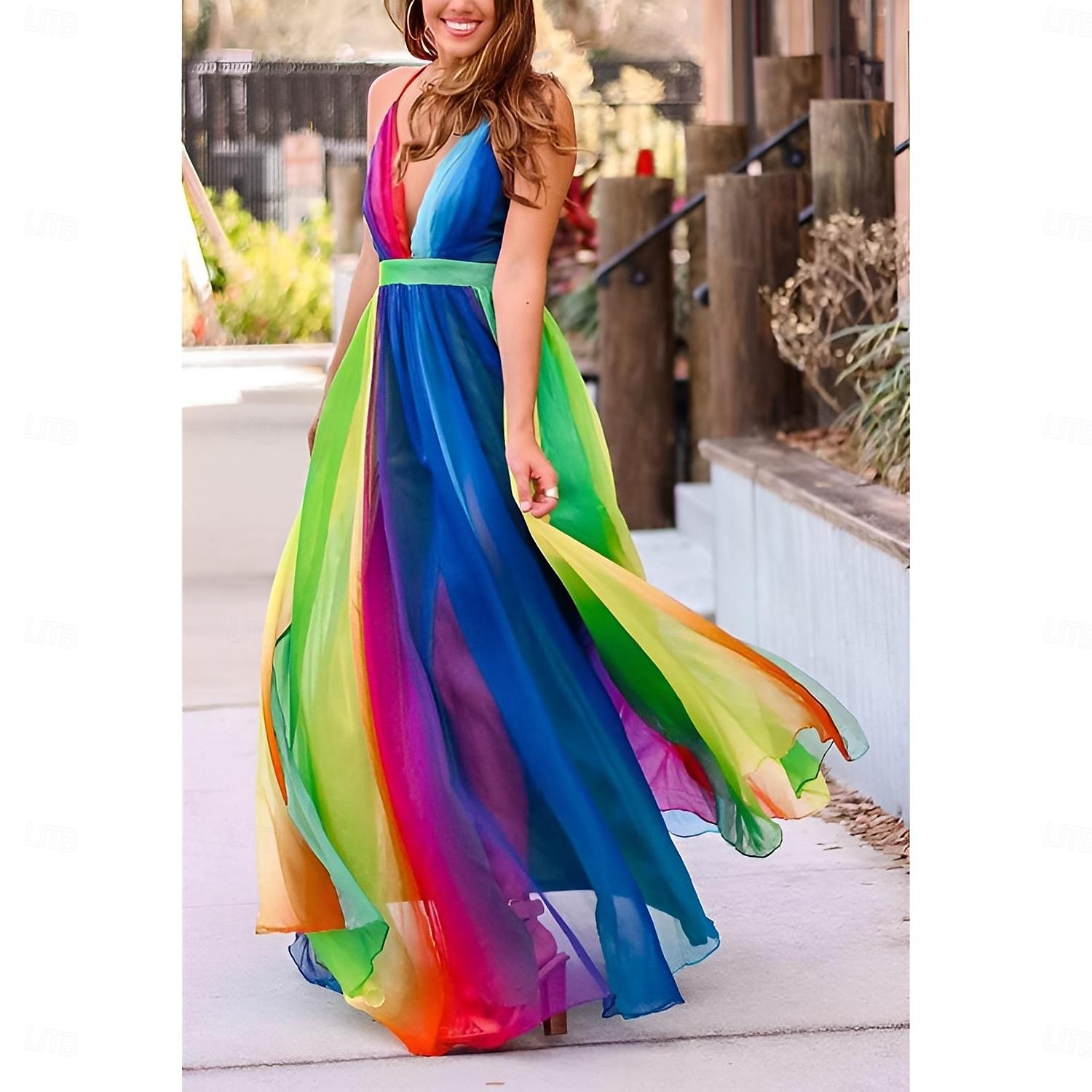 Stolthet Regnbåge Klänningar Rainbow Chiffong Maxiklänning Ledigt Dam Vuxna Prideparad Pride månad Halloween Karnival Lätt karnevalsdräkt 2025 - $34.99 –P3