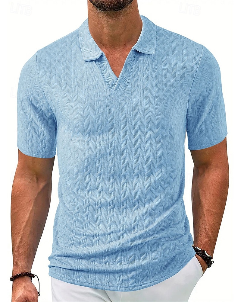 Men's Golf Shirt Golf Polos Shirts Work Casual Lapel Short Sleeve Basic Modern Plain Jacquard Summer Regular Fit Black White Blue Khaki Golf Shirt 2025 - $17.99 –P1